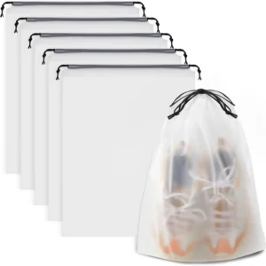 Clear Shoe Bags for Travel 5 PCS, 15.7″ x 11.8″ Travel Shoe Bags for Packing, Waterproof Drawstring Travel Shoe Storage Bag, Travel Essentials for Men and Women