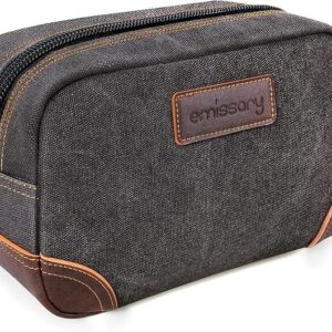 emissary Toiletry Bag for Men, Canvas Travel Toiletry Bag Men’s Dopp Kit, Water-resistant Bathroom Bag Mens Shaving Kit, Travel Kit Small Bags, Shaving Bag, Toiletry Bags