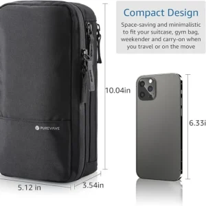 Purevave Compact Mens Toiletry Travel Bag Hanging, Mens Dopp Kit for Travel Waterproof, Wash Pouch Black