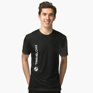 Tri-blend T-Shirt – Vertical Version White Pantone Normal Size Full Logo
