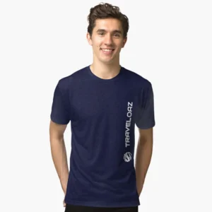 Tri-blend T-Shirt – Vertical Version White Pantone Normal Size Full Logo II