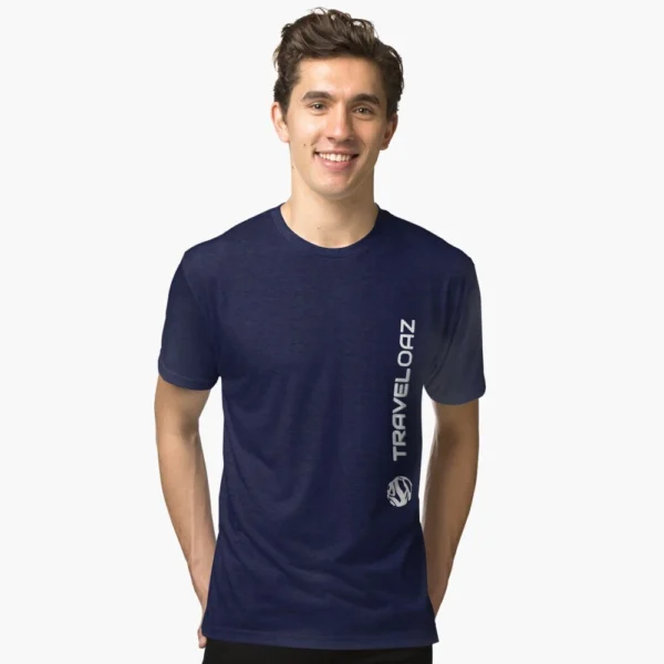 Tri-blend T-Shirt - Vertical Version White Pantone Normal Size Full Logo II