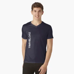 V-Neck T-Shirt – Vertical Version White Pantone Normal Size Brand