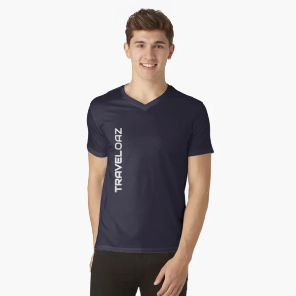 V-Neck T-Shirt - Vertical Version White Pantone Normal Size Brand