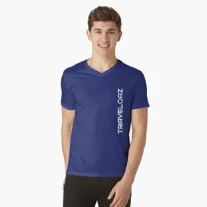 V-Neck T-Shirt – Vertical Version White Pantone Normal Size Brand II