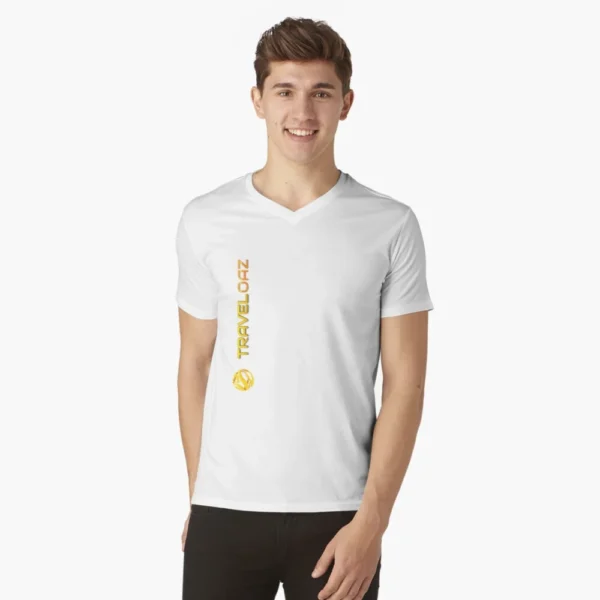 V-Neck T-Shirt - Vertical Version Original Pantone Normal Size Full Logo
