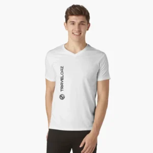 V-Neck T-Shirt – Vertical Version Monochromatic Pantone Normal Size Full Logo