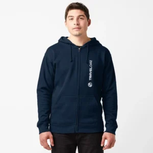 Zipped Hoodie – Vertical Version White Pantone Normal Size Full Logo II