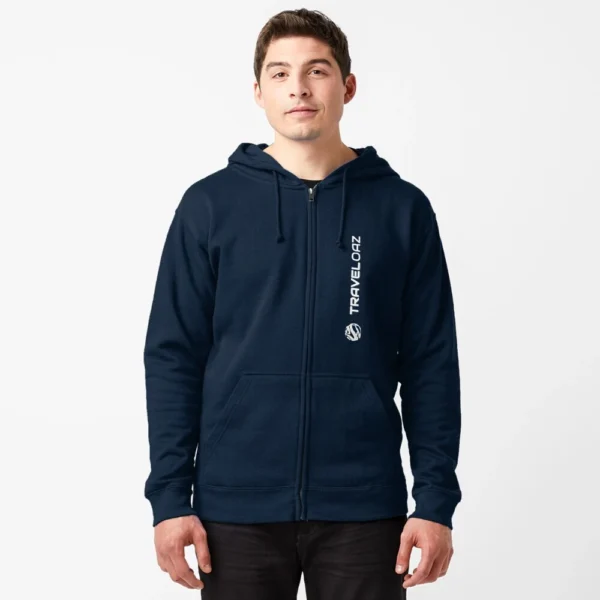 Zipped Hoodie - Vertical Version White Pantone Normal Size Full Logo II