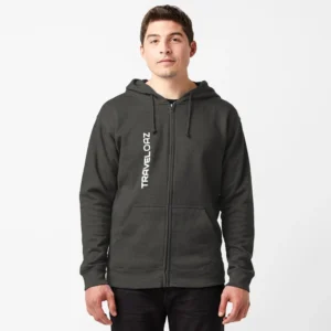 Zipped Hoodie – Vertical Version White Pantone Normal Size Brand