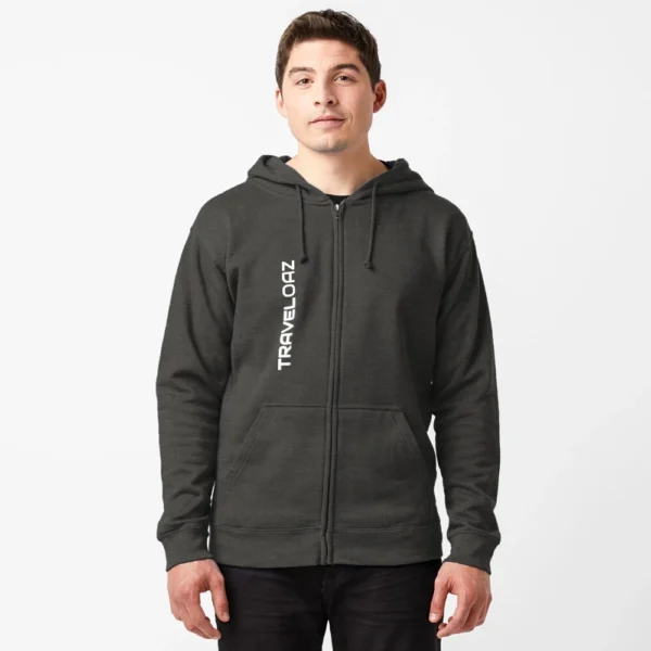 Zipped Hoodie - Vertical Version White Pantone Normal Size Brand