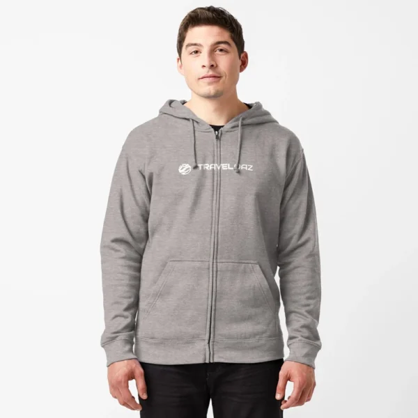 Zipped Hoodie - White Pantone Normal Size Full Logo