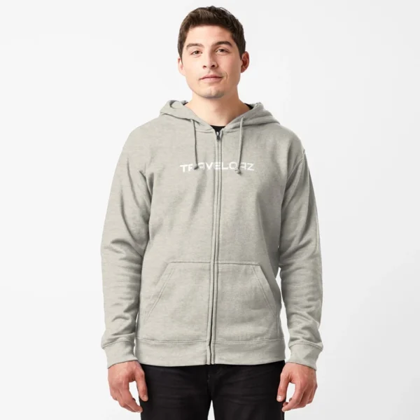 Zipped Hoodie - White Pantone Normal Size Brand